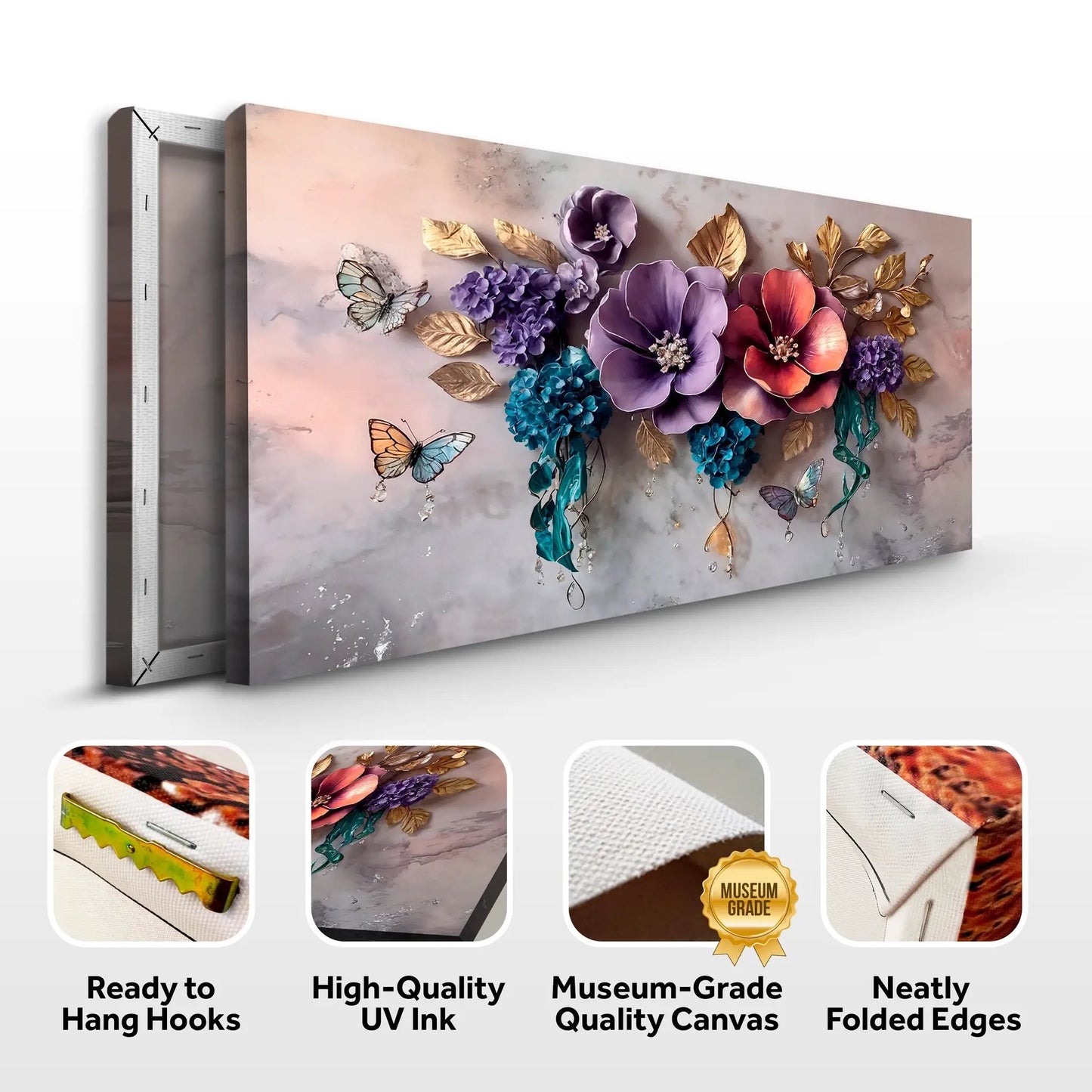 Floral Symphony Canvas Wall Art for Living Rooms
