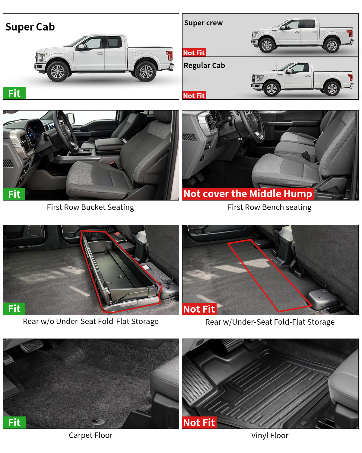 Umbrauto all-weather floor mats for Ford F-150 SuperCab Extended Cab; front & rear, TPE liners on Tampa Home & Garden Store