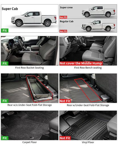 Umbrauto all-weather floor mats for Ford F-150 SuperCab Extended Cab; front & rear, TPE liners on Tampa Home & Garden Store