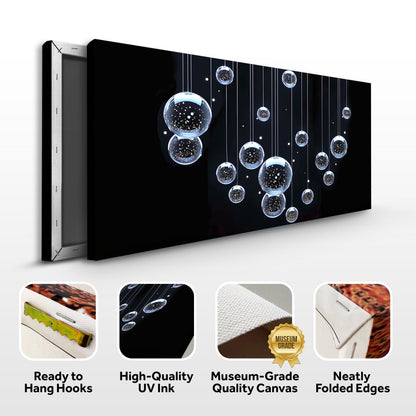 Modern Abstract Bubbles Wall Art canvas multi-panel with glass bubbles on black background on Tampa Home & Garden Store