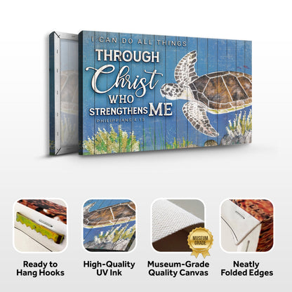Faith Sign IV canvas I Can Do All Things Through Christ on blue wood panel Tailored Canvases on Tampa Home & Garden Store