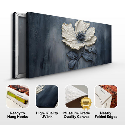 Floral Clay Relief Wall Art canvas by Tailored Canvases; textured blue panel with ivory flower relief on Tampa Home & Garden Store