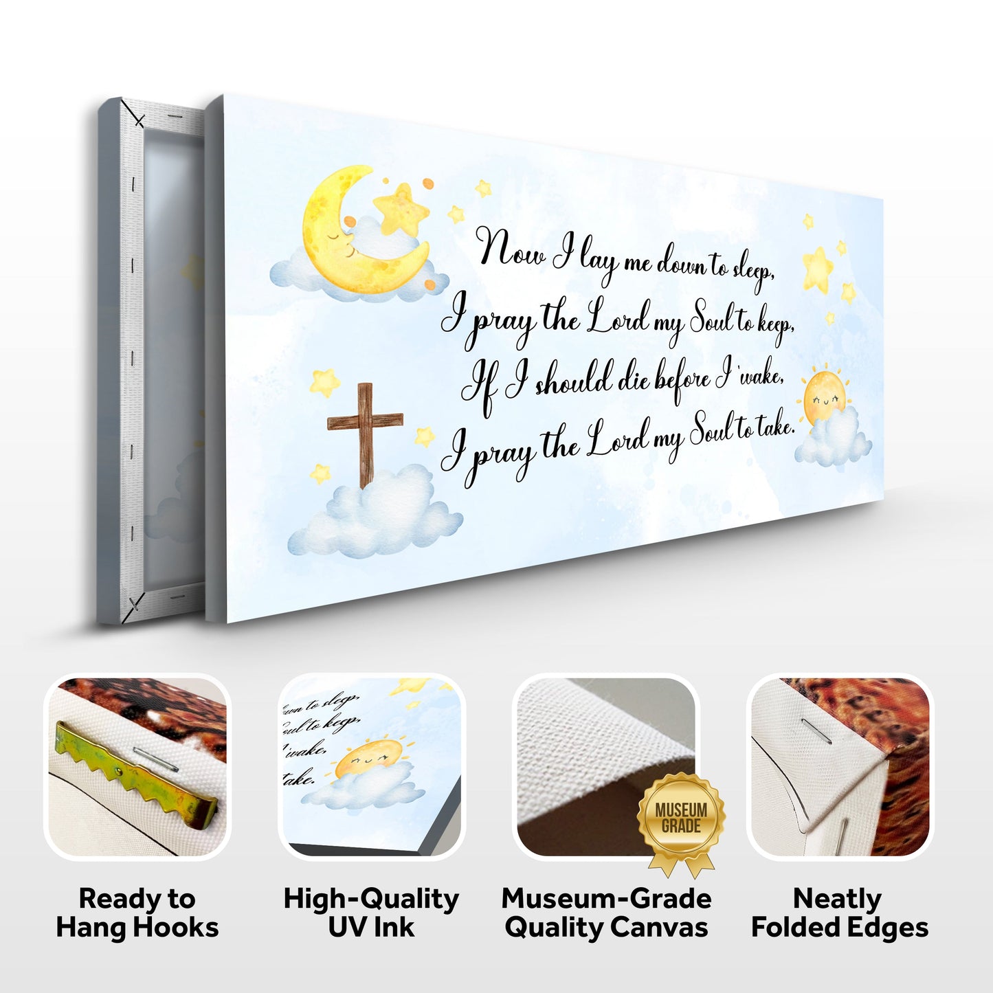 I Lay Me Down To Sleep Faith Sign II canvas Tailored Canvases, light blue sky crafting canvas on Tampa Home & Garden Store