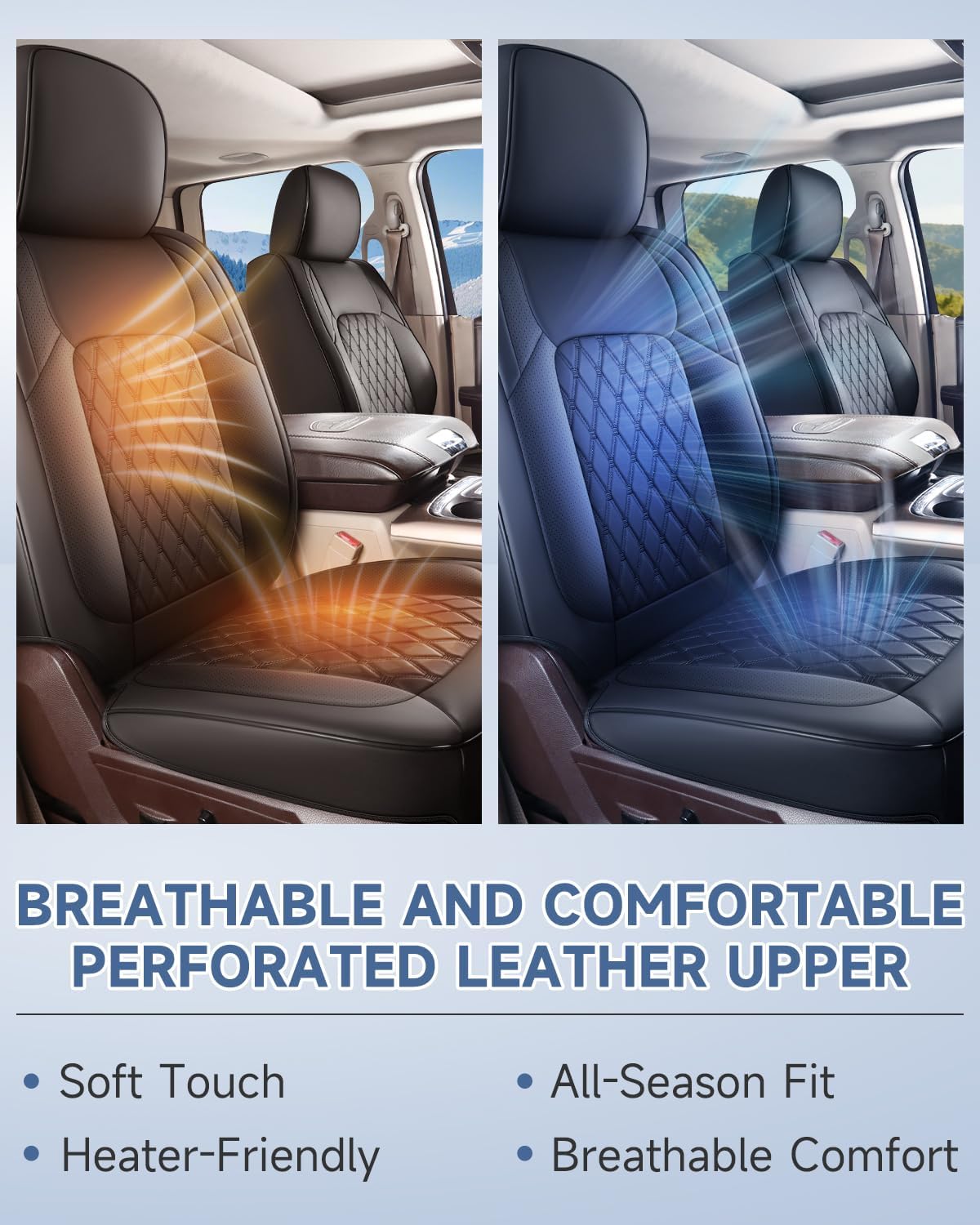 Umbrauto Ram seat covers for Dodge Ram 1500-3500 crew cab, perforated leather, breathable upper on Tampa Home & Garden Store