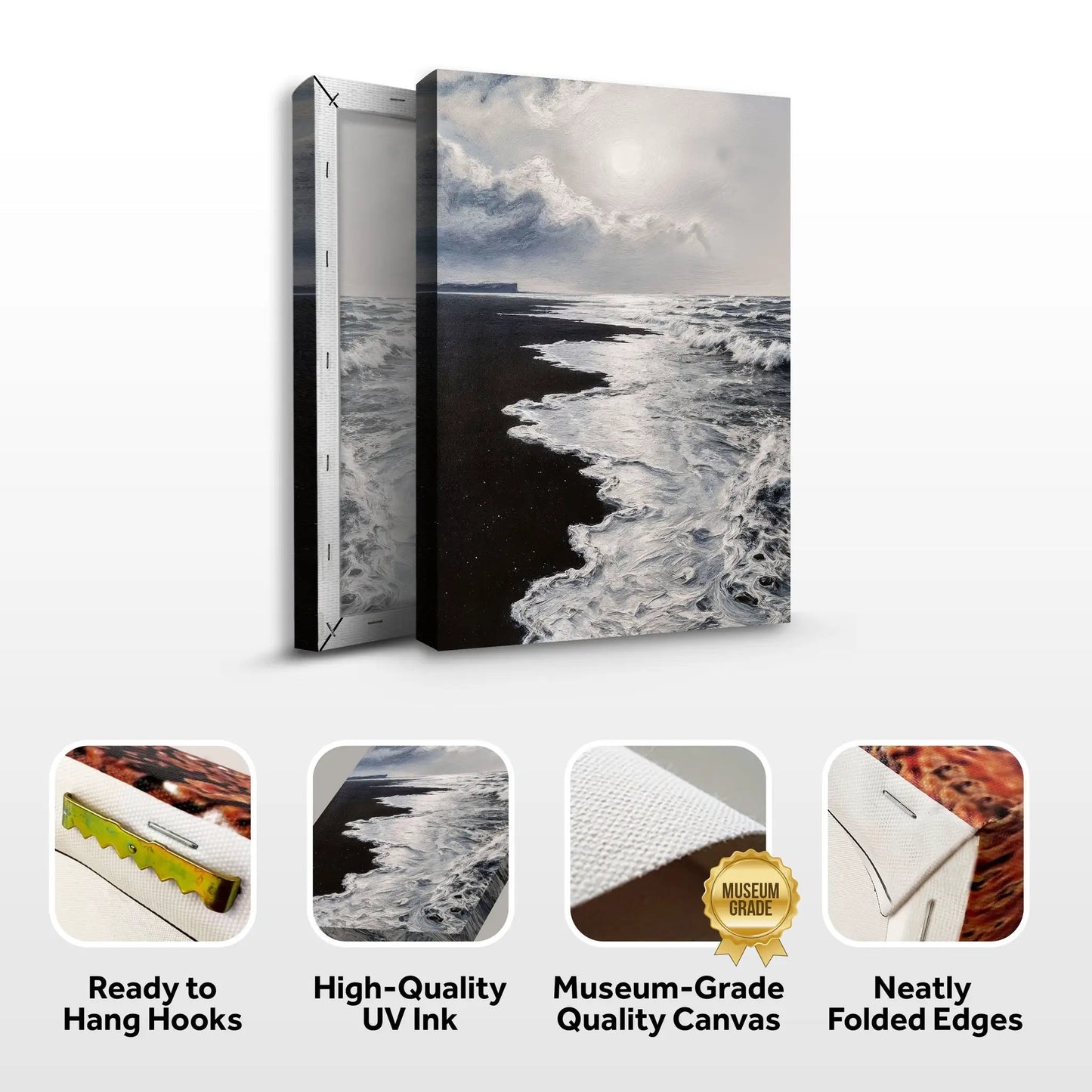 Canvas wall art Black & White Waves Abstract seascape by Tailored Canvases on Tampa Home & Garden Store