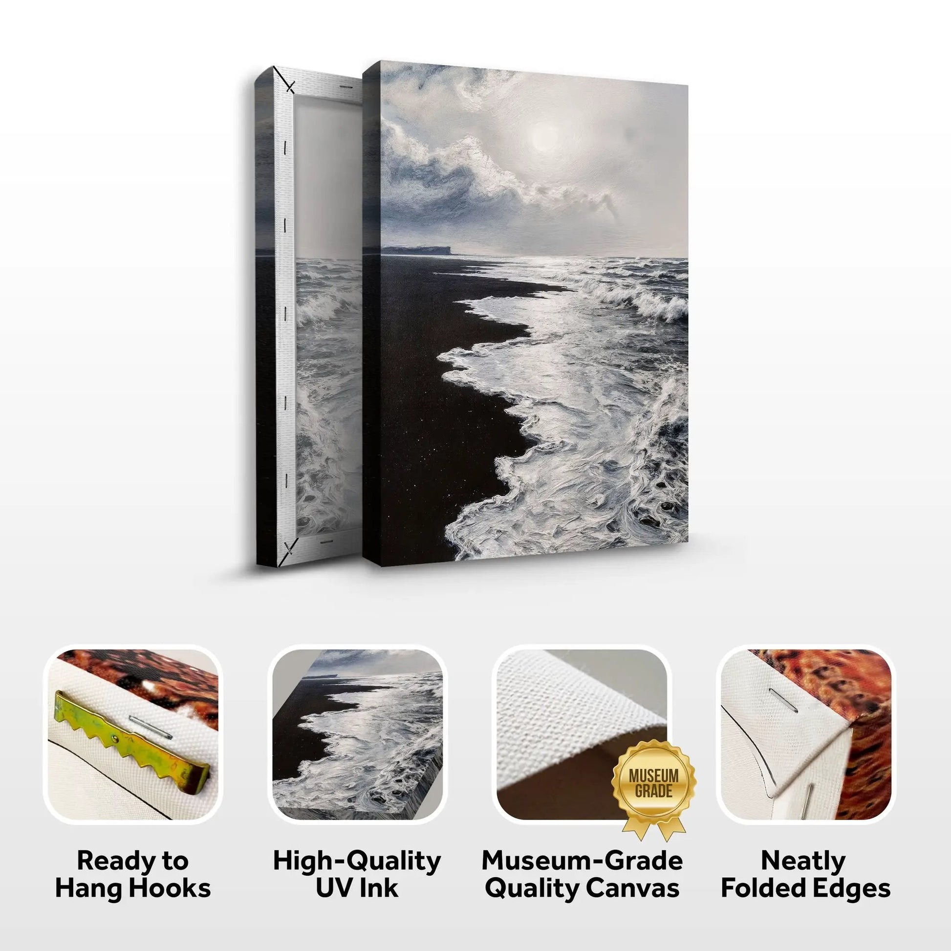 Canvas wall art Black & White Waves Abstract seascape by Tailored Canvases on Tampa Home & Garden Store