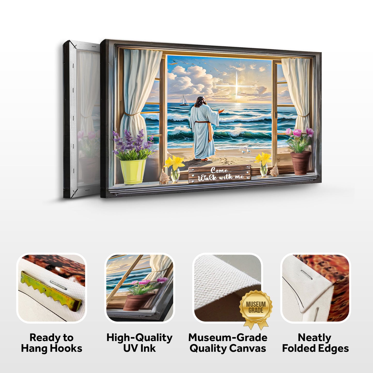 Canvas Come Walk With Me Faith Sign V by Tailored Canvases featuring window scene and Jesus on Tampa Home & Garden Store