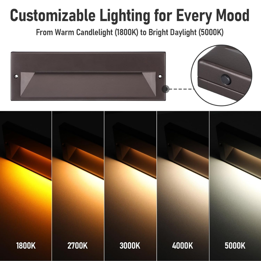 STLA10 6 unidades 6W Luces LED de paso exteriores de bajo voltaje de 10.6", 12V-24V 5CCT 1800K/2700K/3000K/4000K/.Luces LED integradas de aluminio para cubierta Luces de paisaje