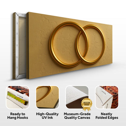 Sacred Union Wall Art canvas by Tailored Canvases; gold background with interlocking rings on Tampa Home & Garden Store