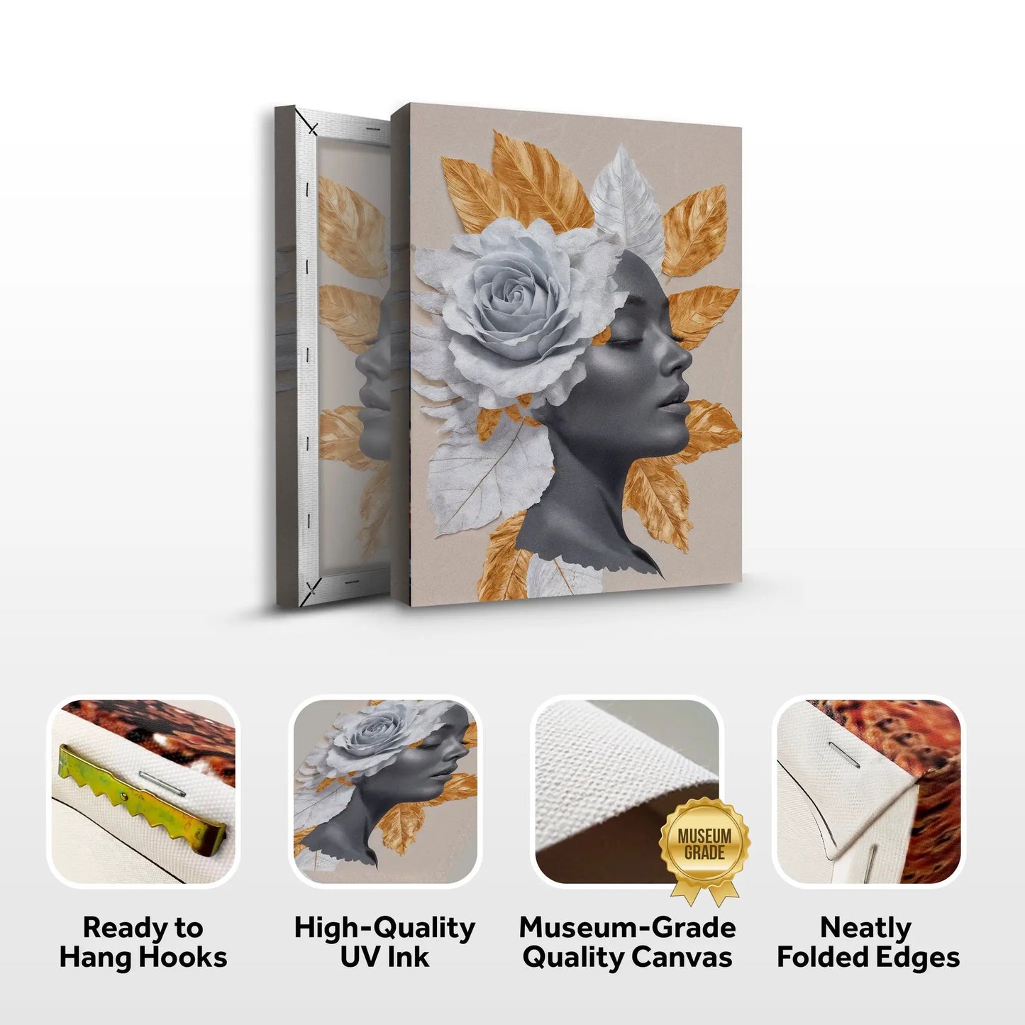 Floral Majesty Wall Art IV canvas by Tailored Canvases, gray portrait with orange leaves on Tampa Home & Garden Store