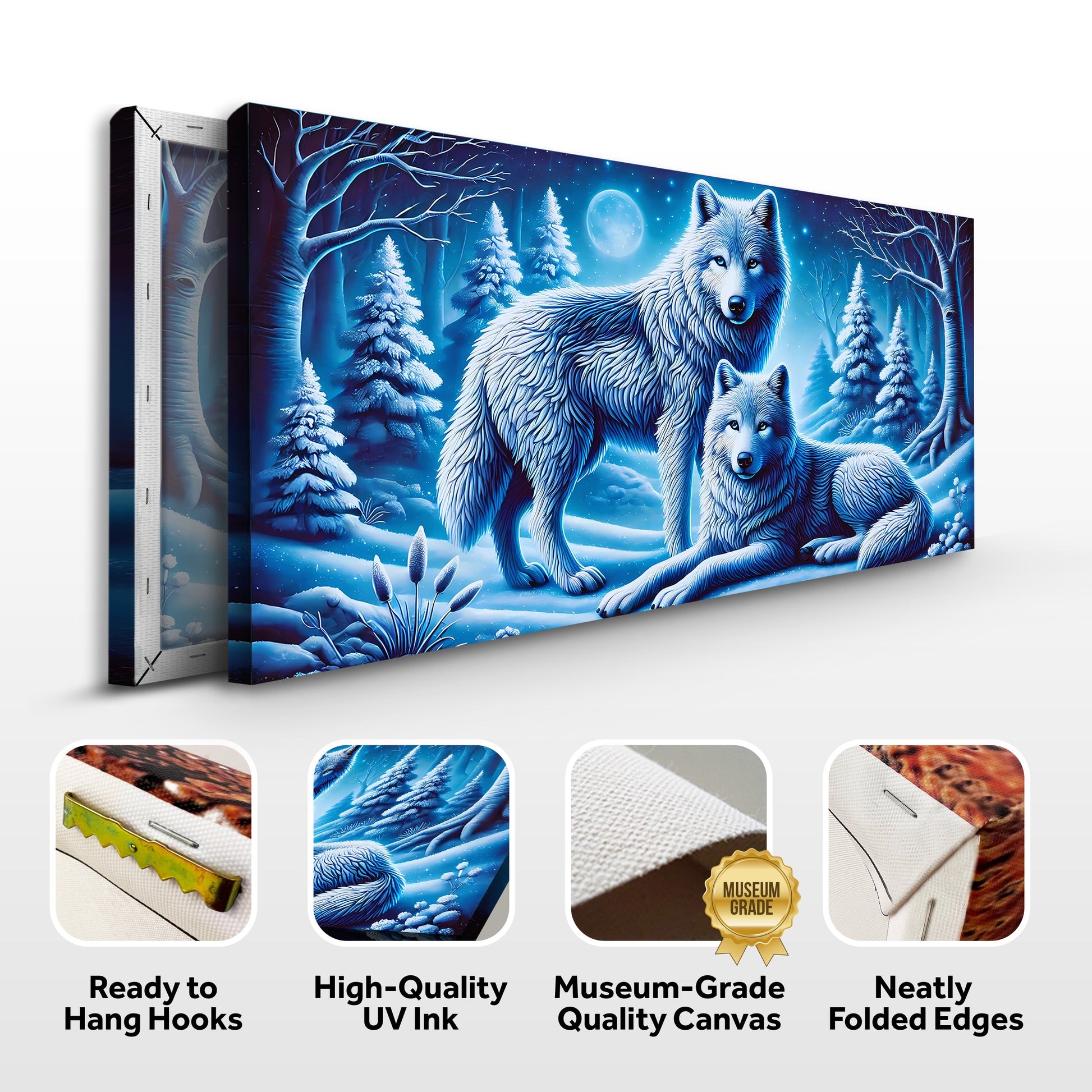 3D Wolves Wall Art II canvas in blue forest with two wolves Tailored Canvases Crafting Canvas on Tampa Home & Garden Store