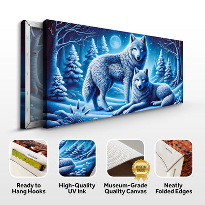 3D Wolves Wall Art II canvas in blue forest with two wolves Tailored Canvases Crafting Canvas on Tampa Home & Garden Store