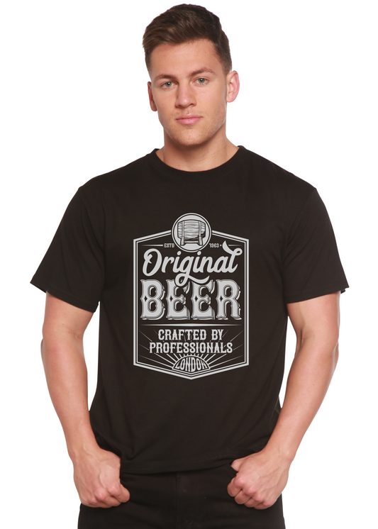 Original Beer men's black bamboo viscose organic cotton short sleeve graphic T-shirt with print on Tampa Home & Garden Store