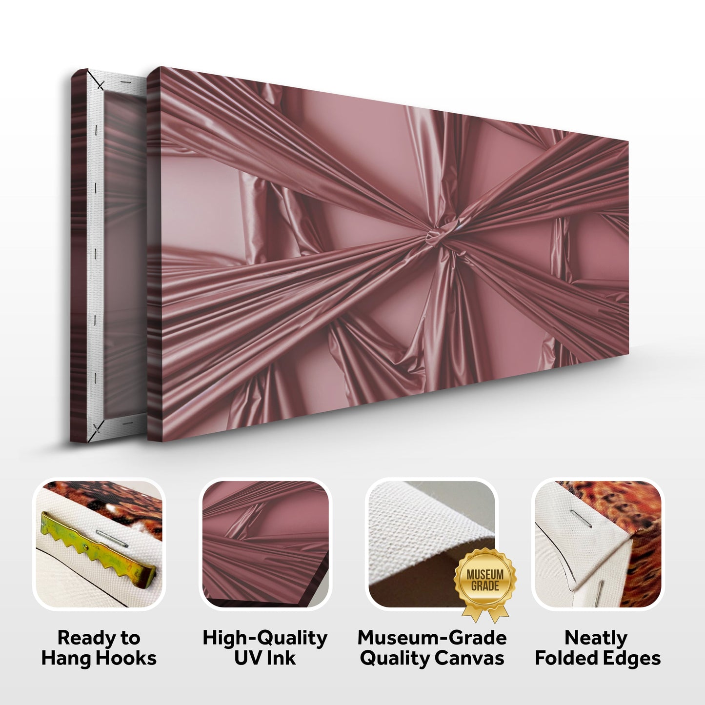 Modern Abstract Minimalist Wall Art VII canvas by Tailored Canvases with pink satin folds on Tampa Home & Garden Store