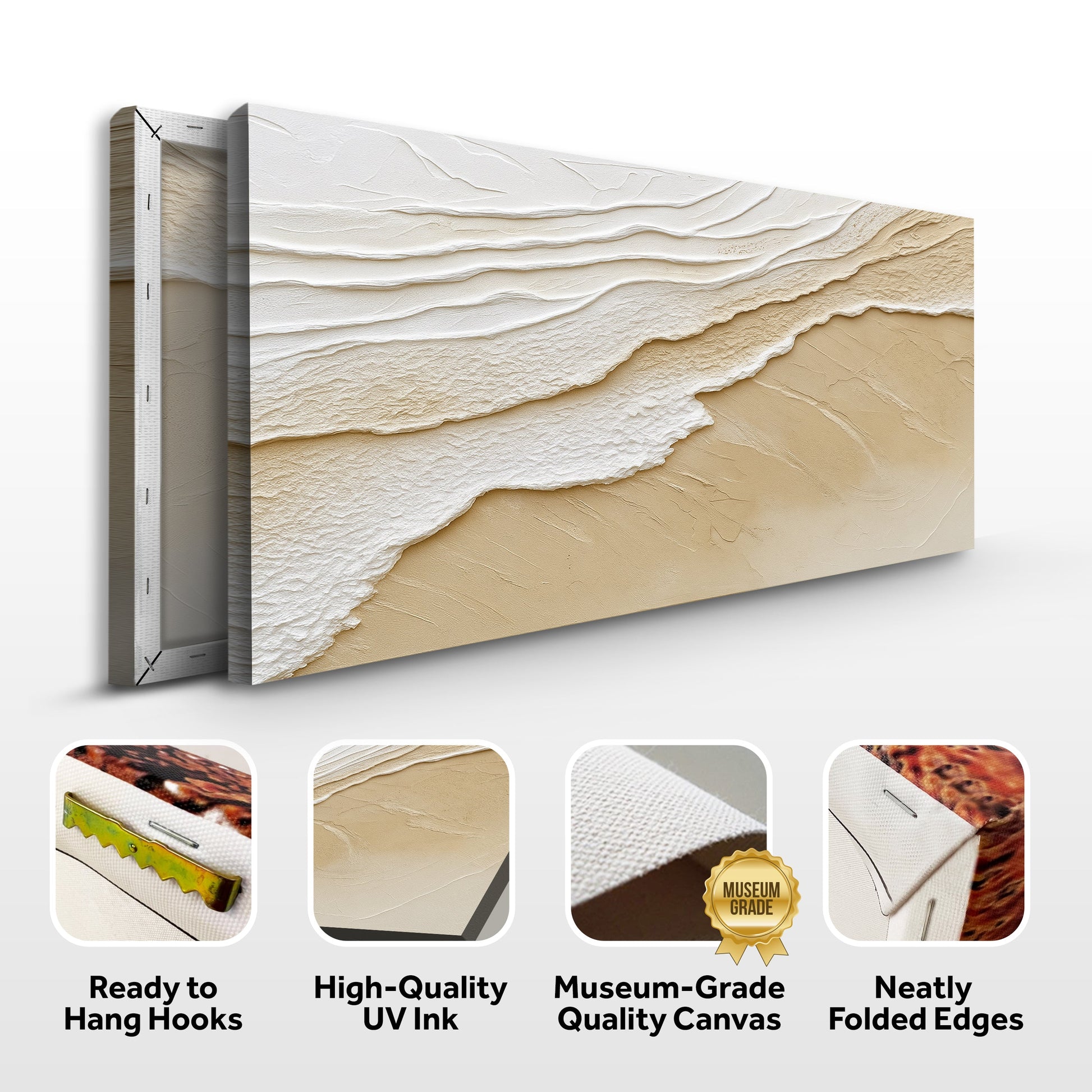 Neutral Ocean Waves canvas wall art by Tailored Canvases; textured beige layered panels on Tampa Home & Garden Store