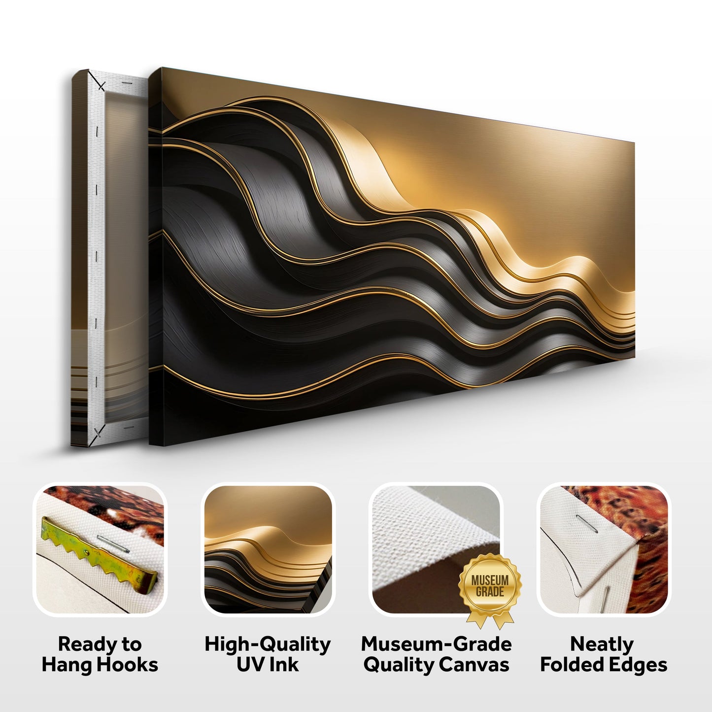 Black and gold minimalist abstract wall art IV canvas by Tailored Canvases crafting canvas on Tampa Home & Garden Store