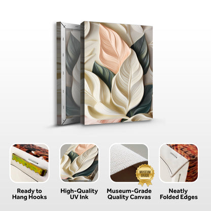 Elegant 3D Pastel Leaf Wall Art canvas by Tailored Canvases with peach and cream leaves on Tampa Home & Garden Store