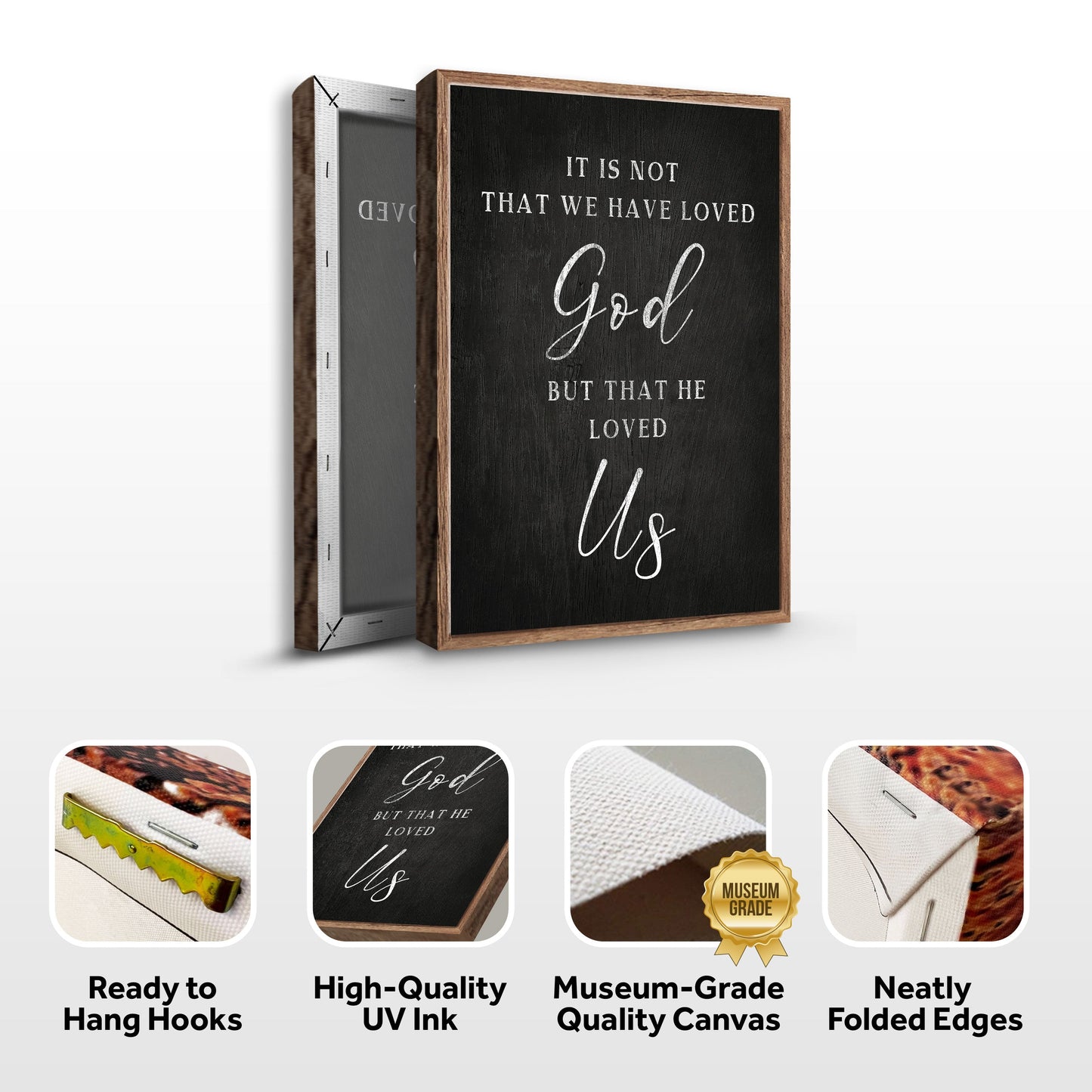 Canvas Tailored Canvases crafting 1 John 4:10 Faith Sign VI on wooden frame, black chalkboard on Tampa Home & Garden Store