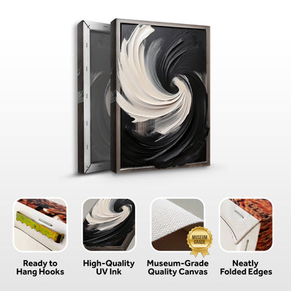 Black and White Vortex Abstract Wall Art canvas by Tailored Canvases, cream and black swirl on Tampa Home & Garden Store