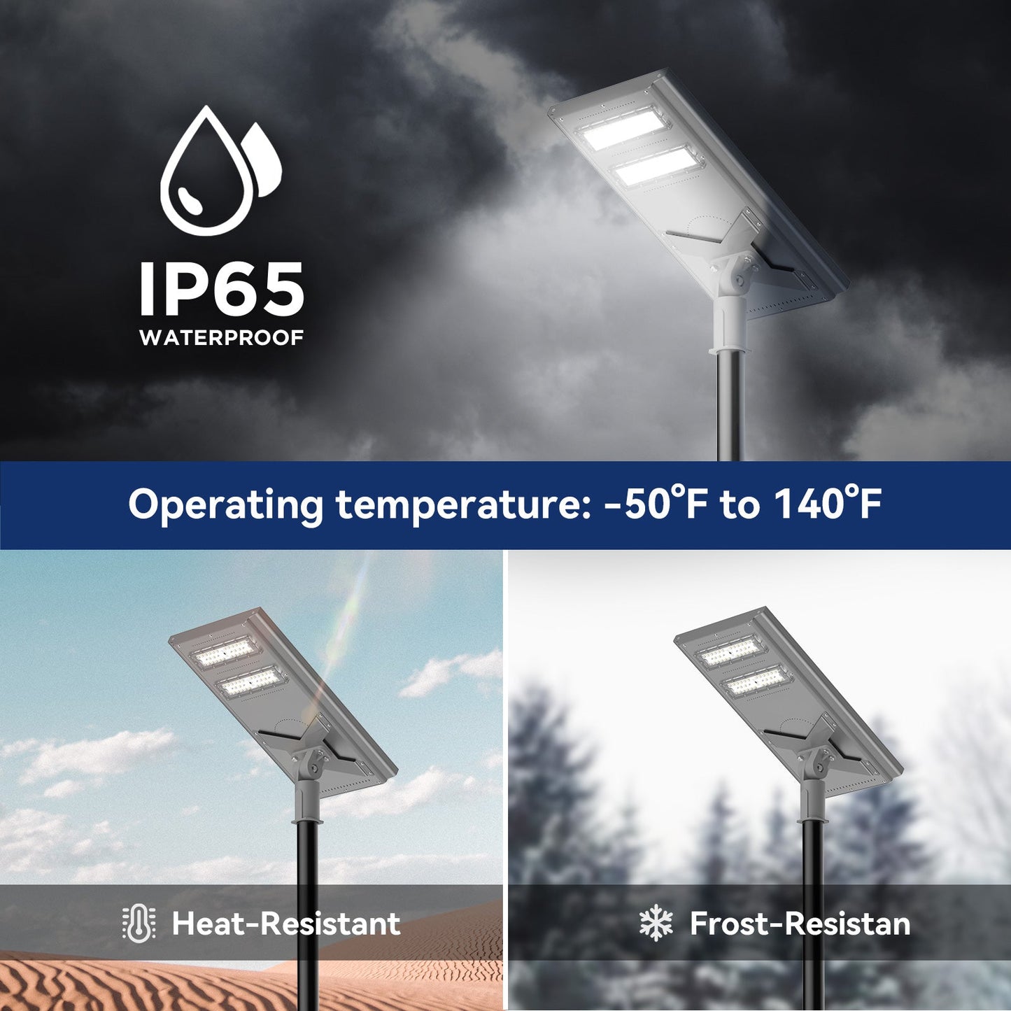 Farola solar comercial de 100 W, 150 W y 200 W - Permanece encendida 