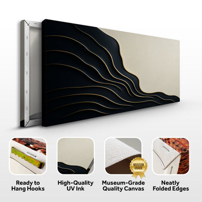 Black and Gold Minimalist Abstract Wall Art Canvas with flowing gold curves Tailored Canvases on Tampa Home & Garden Store