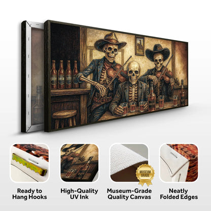 Cowboy Skeletons Bar Wall Art canvas Tailored Canvases skeleton cowboys hats playing fiddles on Tampa Home & Garden Store