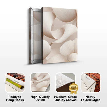Calm Aesthetic Wall Art canvas with soft beige ribbon-like curves, gallery wrap edges on Tampa Home & Garden Store