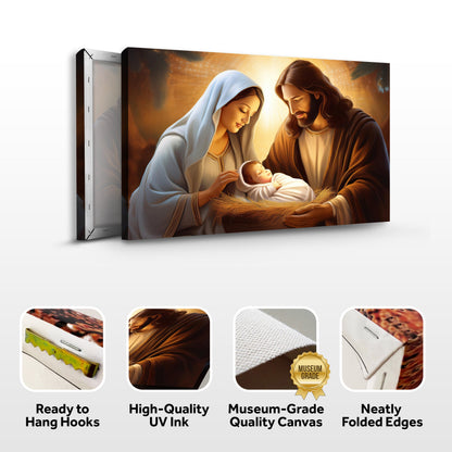 3D Faith Wall Art II canvas: Mary, Joseph and baby Jesus; warm halo, crafting canvas on Tampa Home & Garden Store