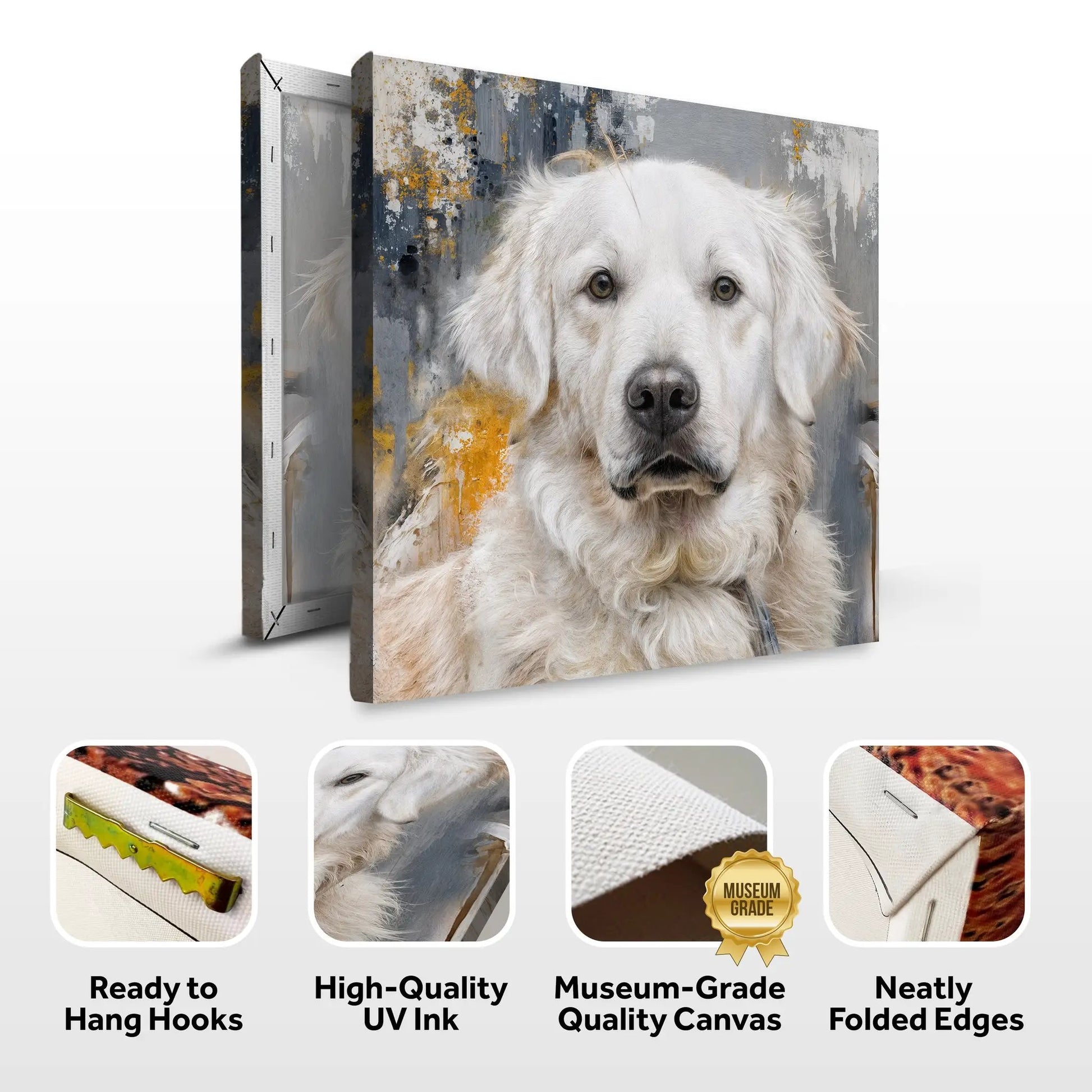 Customized Pet Portrait Abstract Wall Art canvas by Tailored Canvases white retriever on Tampa Home & Garden Store
