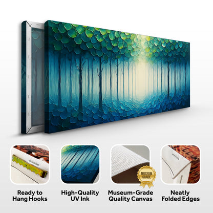 Forest Whispers Impasto Wall Art canvas Tailored Canvases; teal-green forest with textured leaves on Tampa Home & Garden Store