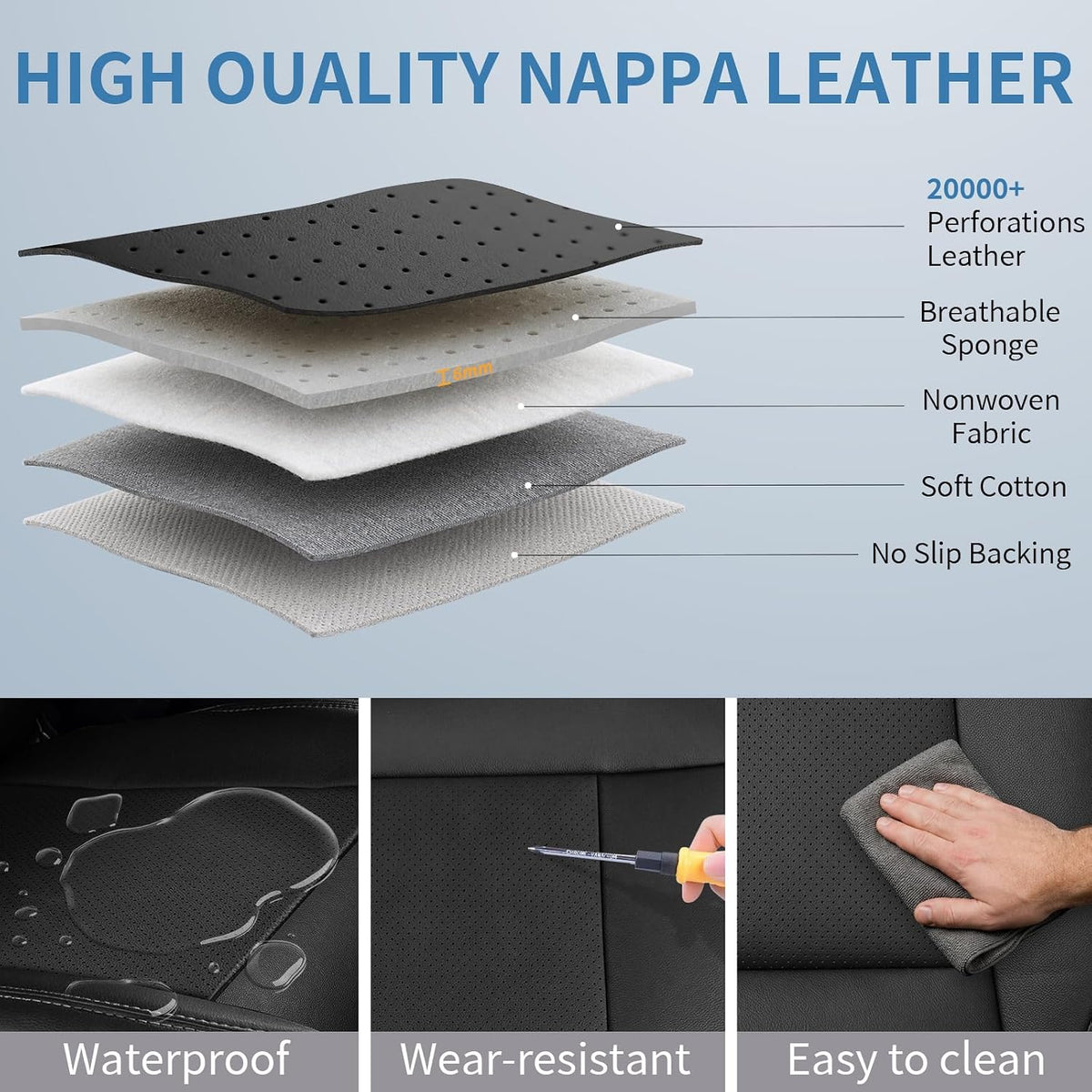 Umbrauto seat cover for Toyota Tacoma, Nappa leather, 3D laser-fit, waterproof on Tampa Home & Garden Store