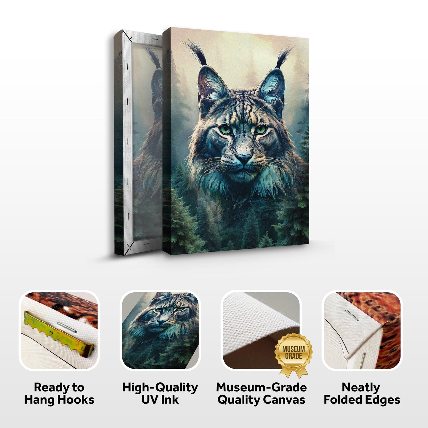 Lynx Double Exposure Wall Art canvas Tailored Canvases forest blues on Tampa Home & Garden Store