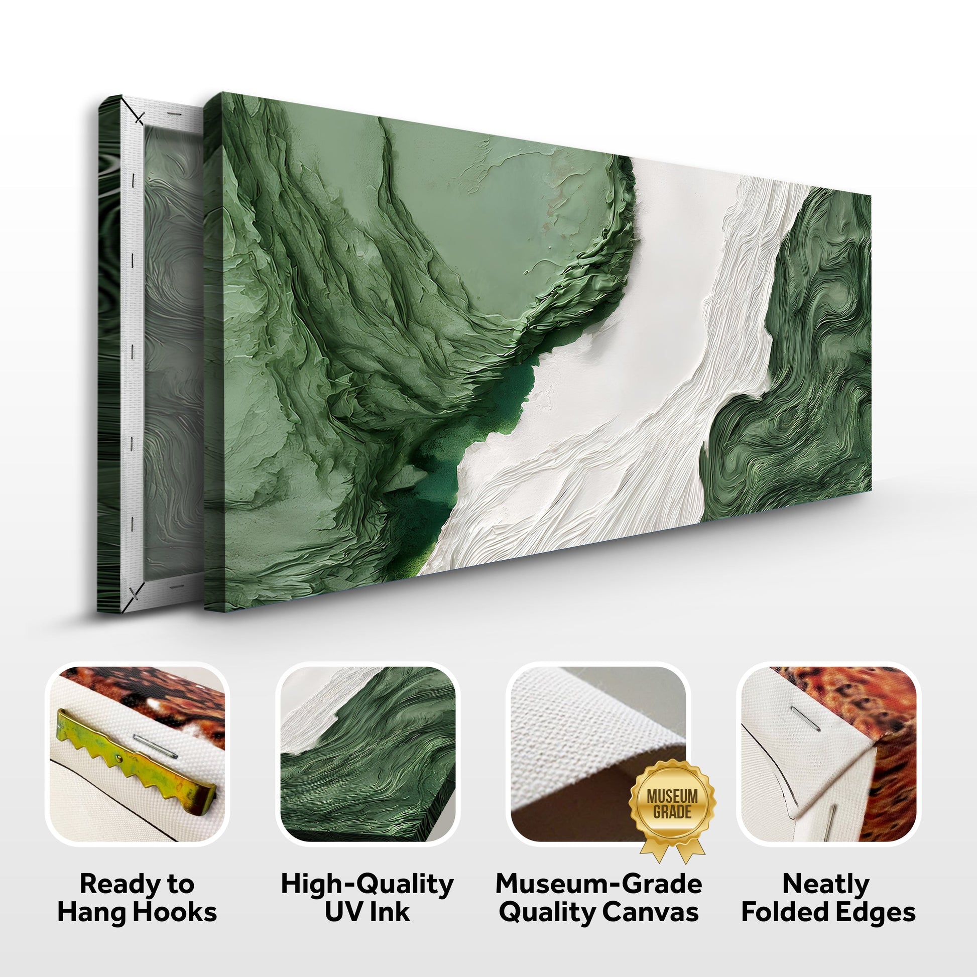 Green Rivers Abstract Canvas wall art V by Tailored Canvases, textured multi-panel canvas on Tampa Home & Garden Store