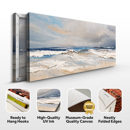 Serene Ocean Wave Coastal Wall Art IX canvas seascape with blue sky and sandy shore on Tampa Home & Garden Store