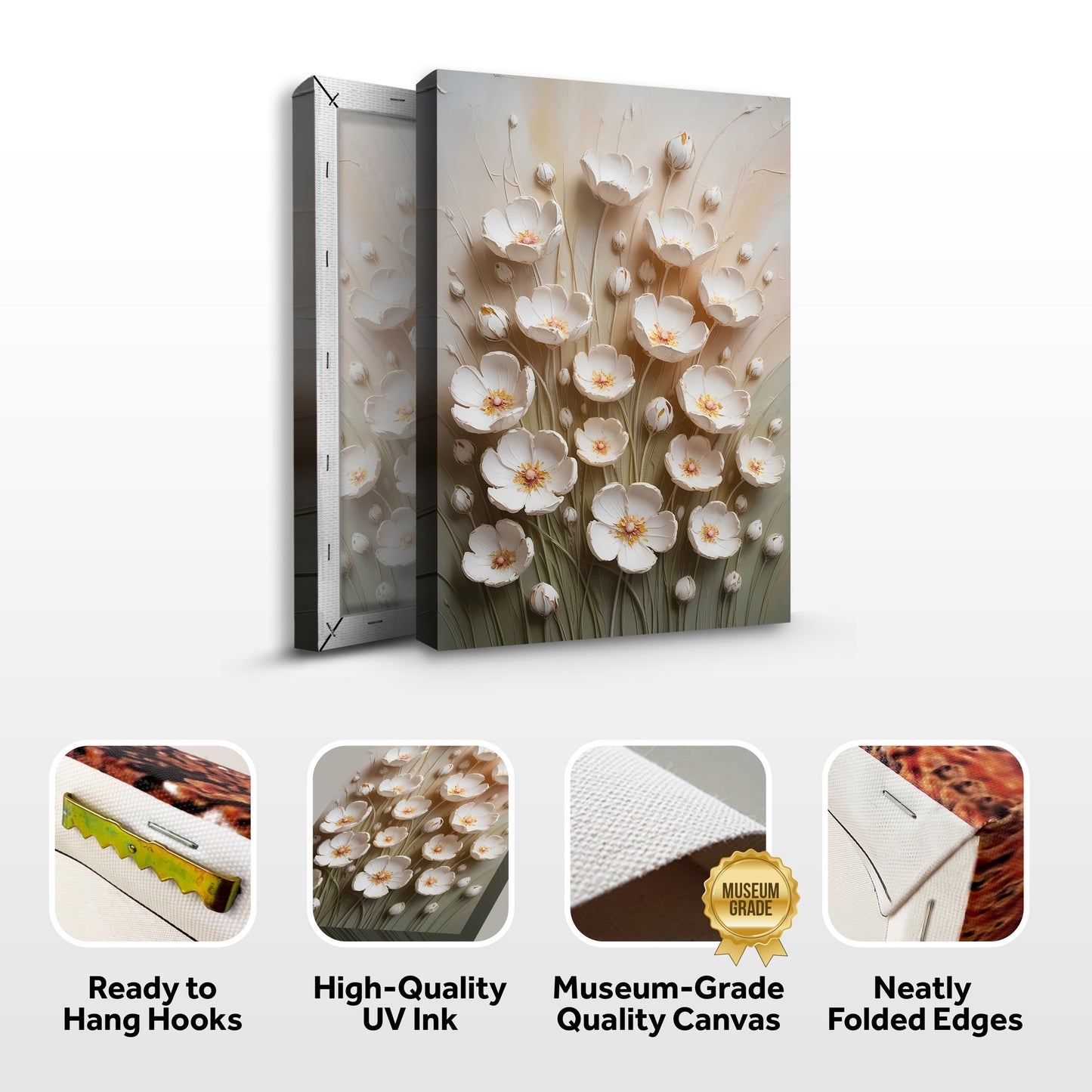 Floral Wall Art canvas by Tailored Canvases in soft beige tones on Tampa Home & Garden Store