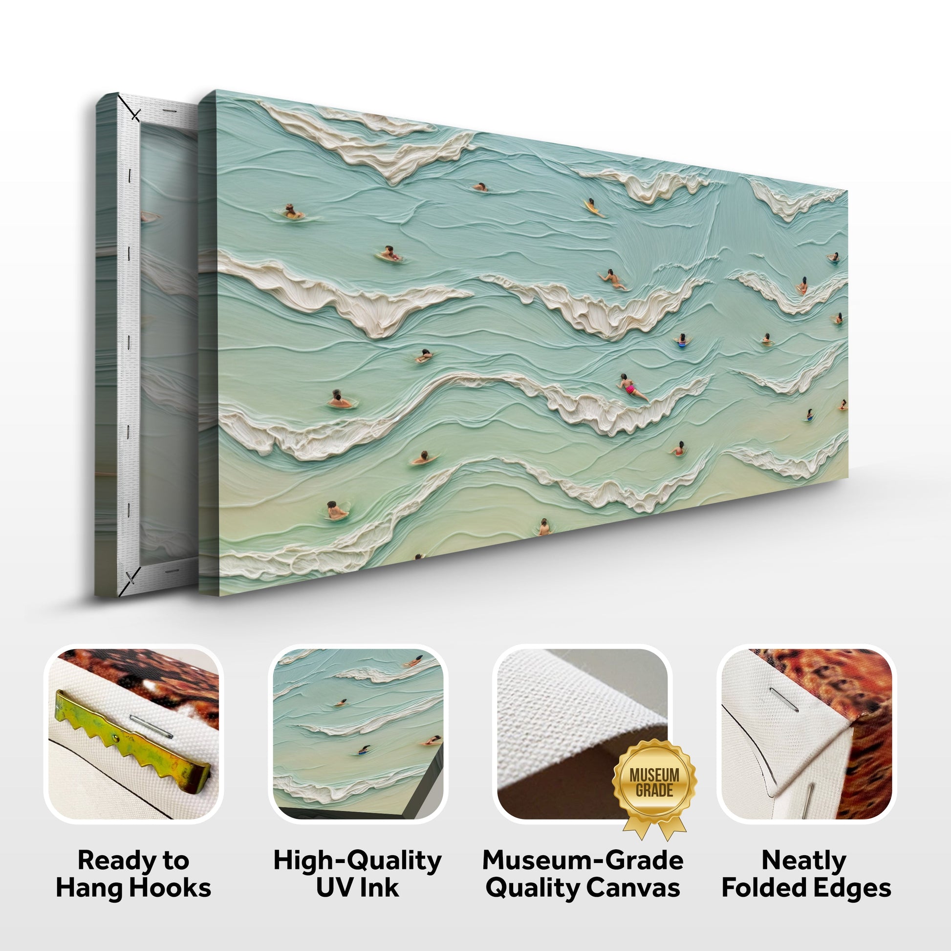 Beach Days Wall Art II Canvas by Tailored Canvases crafting canvas seascape with turquoise water and people swimming on Tampa Home & Garden Store