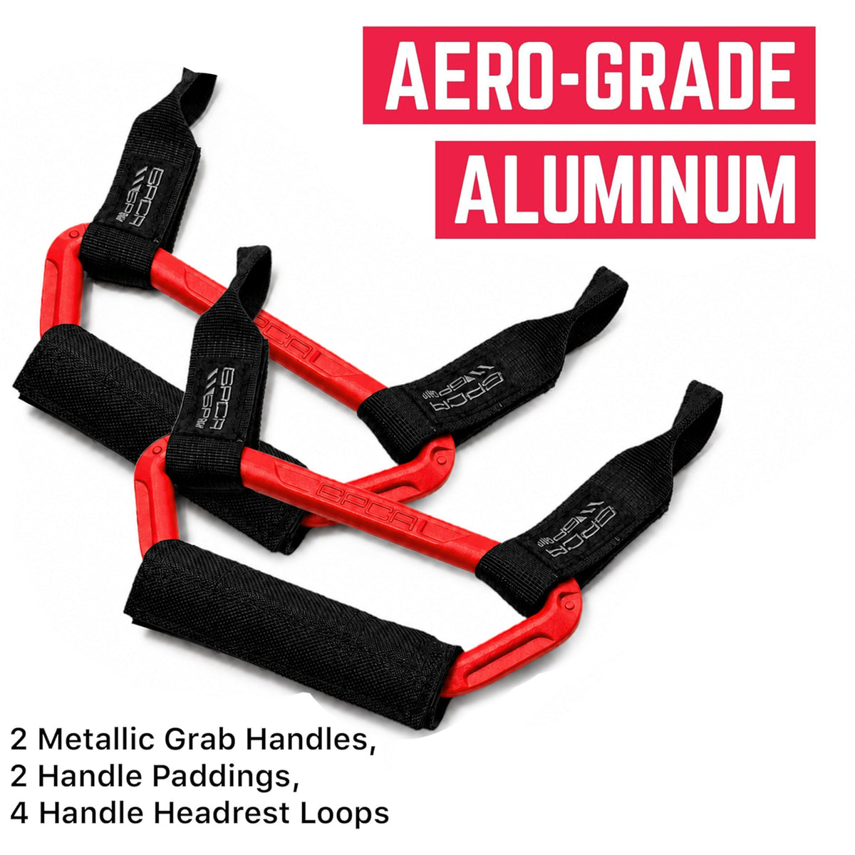 GPCA Back Grip PRO Headrest Handles for Tesla S/3/Y, red grab bars with black straps 2-pack on Tampa Home & Garden Store