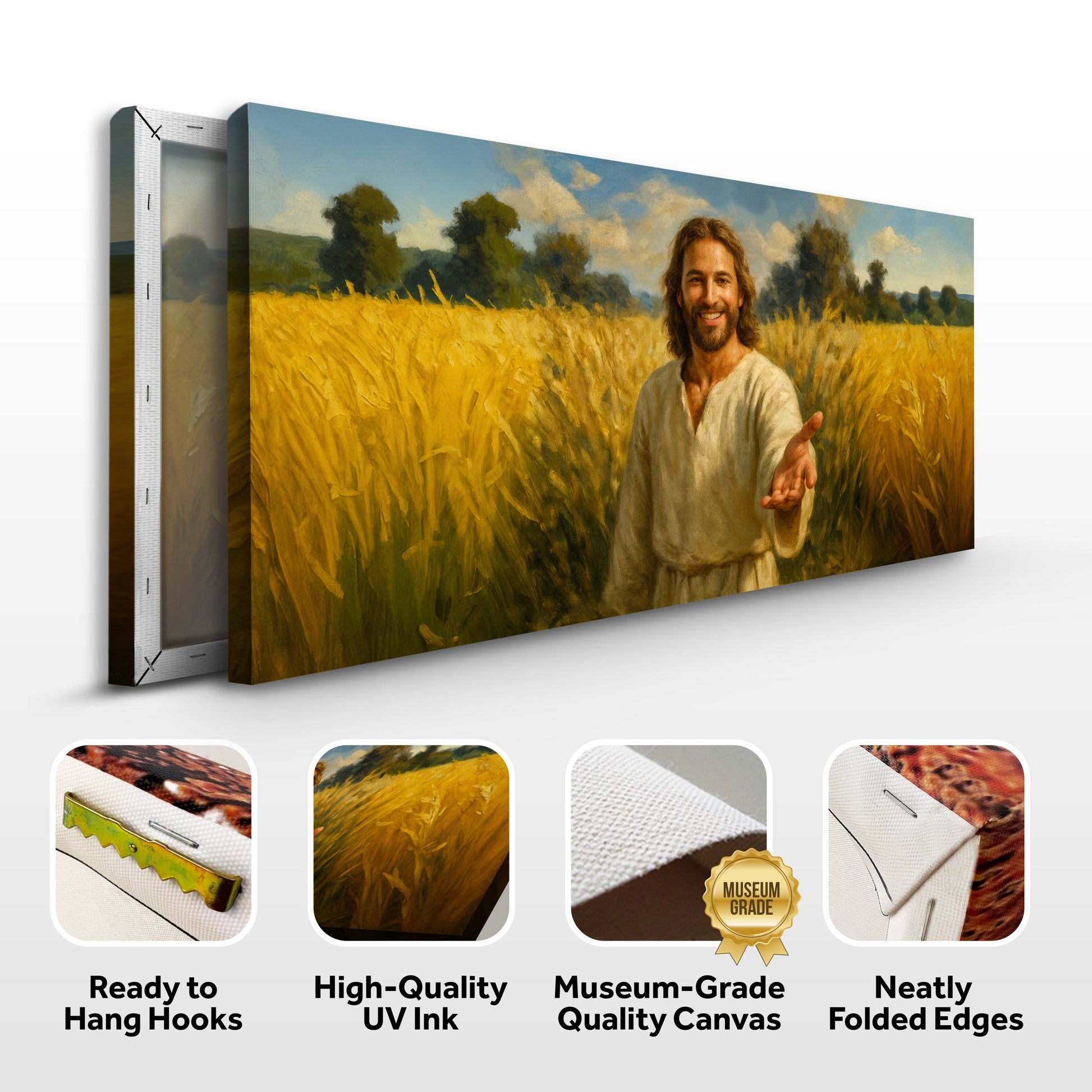 Savior's Invitation Faith Wall Art II canvas by Tailored Canvases in a wheat field on Tampa Home & Garden Store