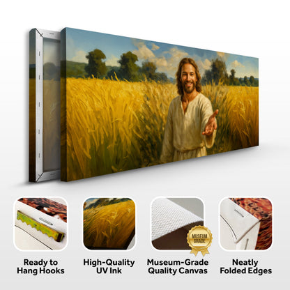 Savior's Invitation Faith Wall Art II canvas by Tailored Canvases in a wheat field on Tampa Home & Garden Store
