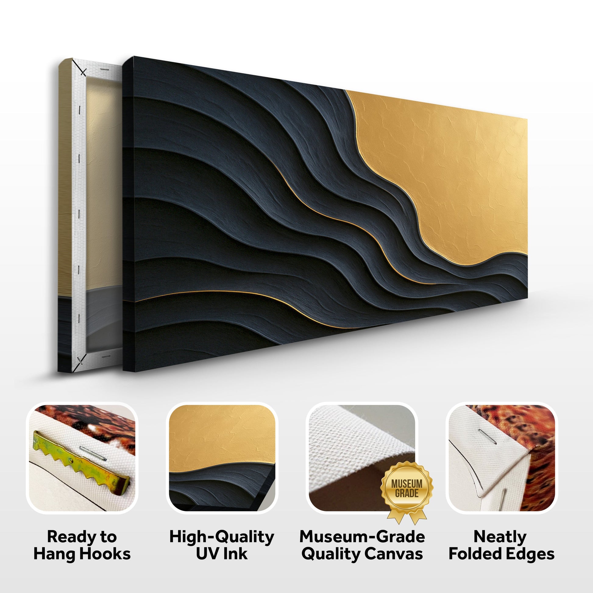 Canvas Black And Gold Minimalist Abstract XII by Tailored Canvases crafting canvas 3-pack on Tampa Home & Garden Store