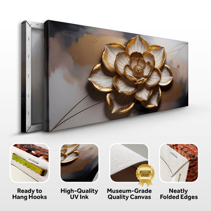Golden Lotus abstract art canvas with metallic gold flower by Tailored Canvases on Tampa Home & Garden Store