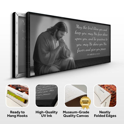 Black-framed crafting canvas wall art with Numbers 6:24-26 verse and praying figure on Tampa Home & Garden Store