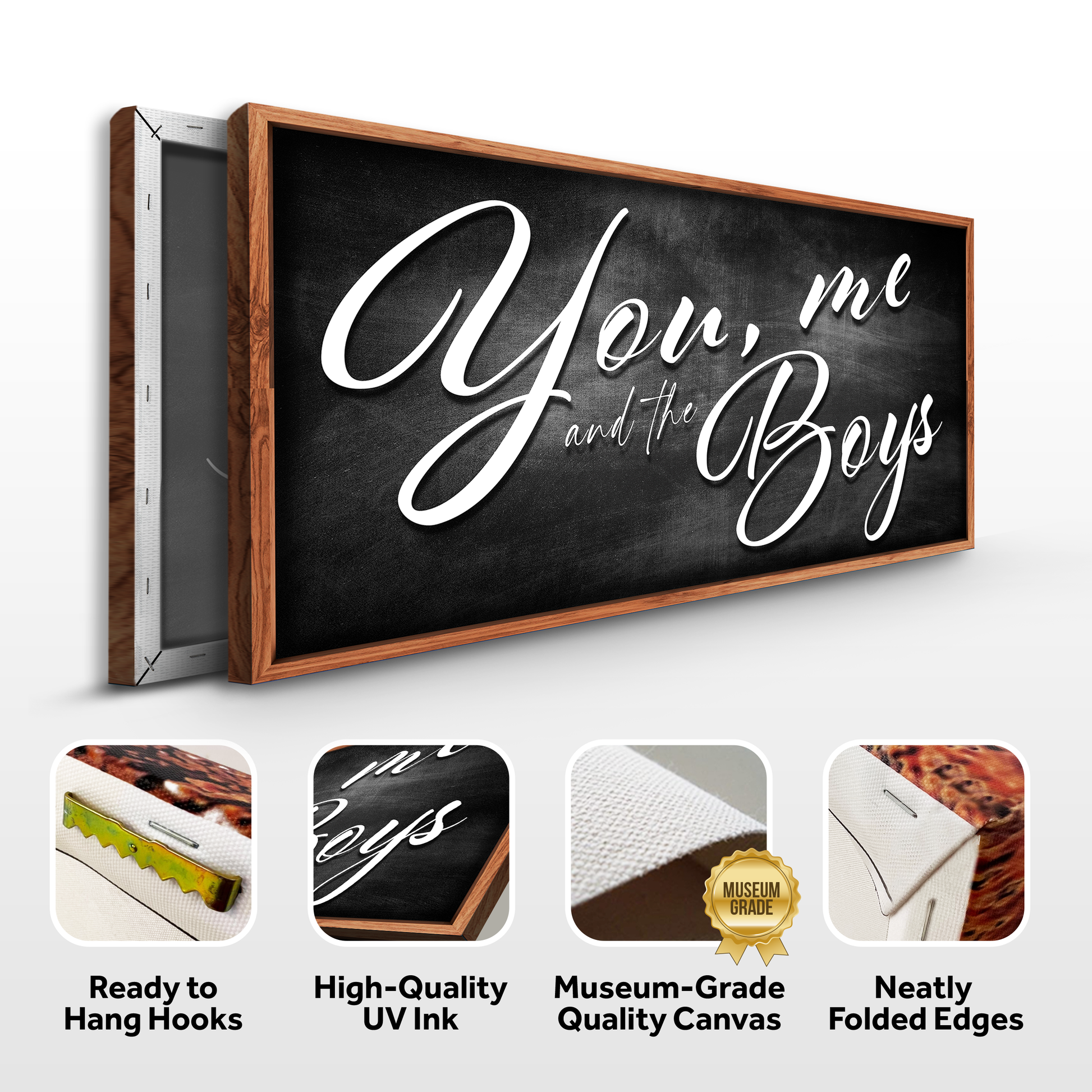 You Me and the Boys Farmhouse Family Sign II canvas with wood frame by Tailored Canvases on Tampa Home & Garden Store