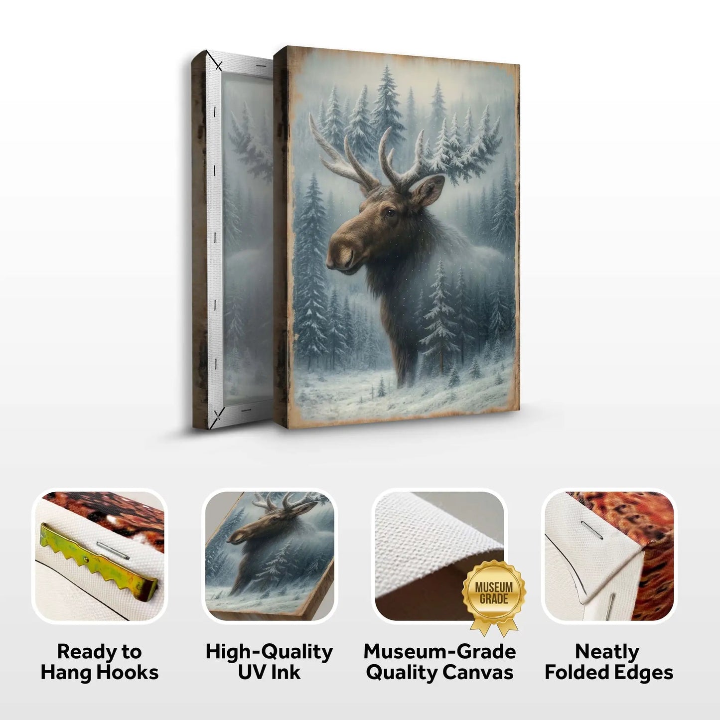 Snowy Forest Moose Double Exposure Canvas Wall Art Tailored Canvases on Tampa Home & Garden Store