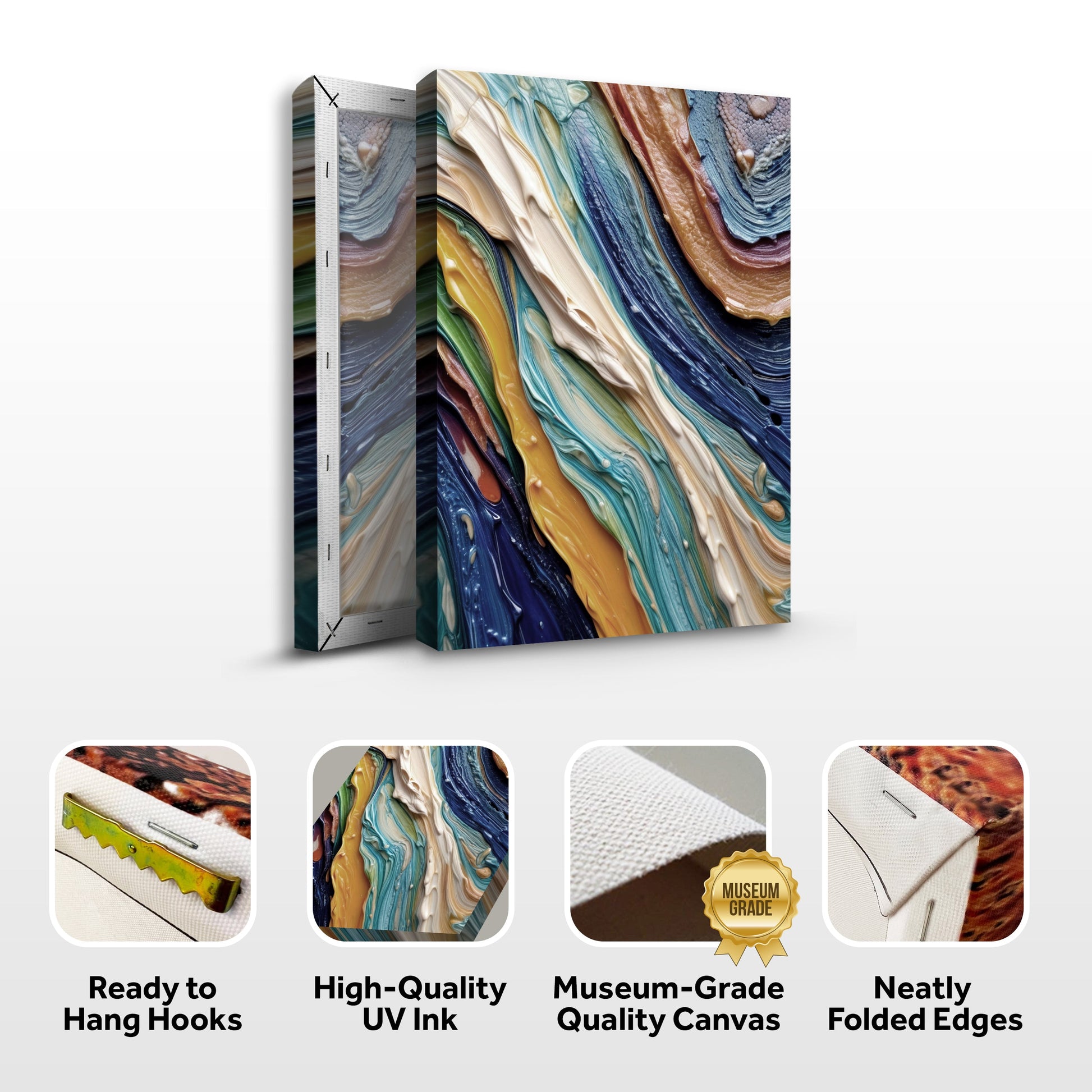 Ocean Waves Wall Art canvas by Tailored Canvases in vivid multicolor abstract swirls on Tampa Home & Garden Store