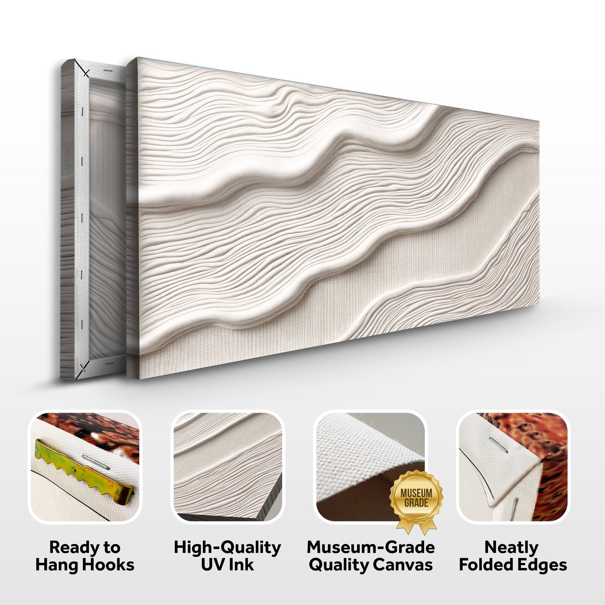 Ivory Abstract Wall Art II canvas by Tailored Canvases crafting canvas with sculpted wave texture on Tampa Home & Garden Store
