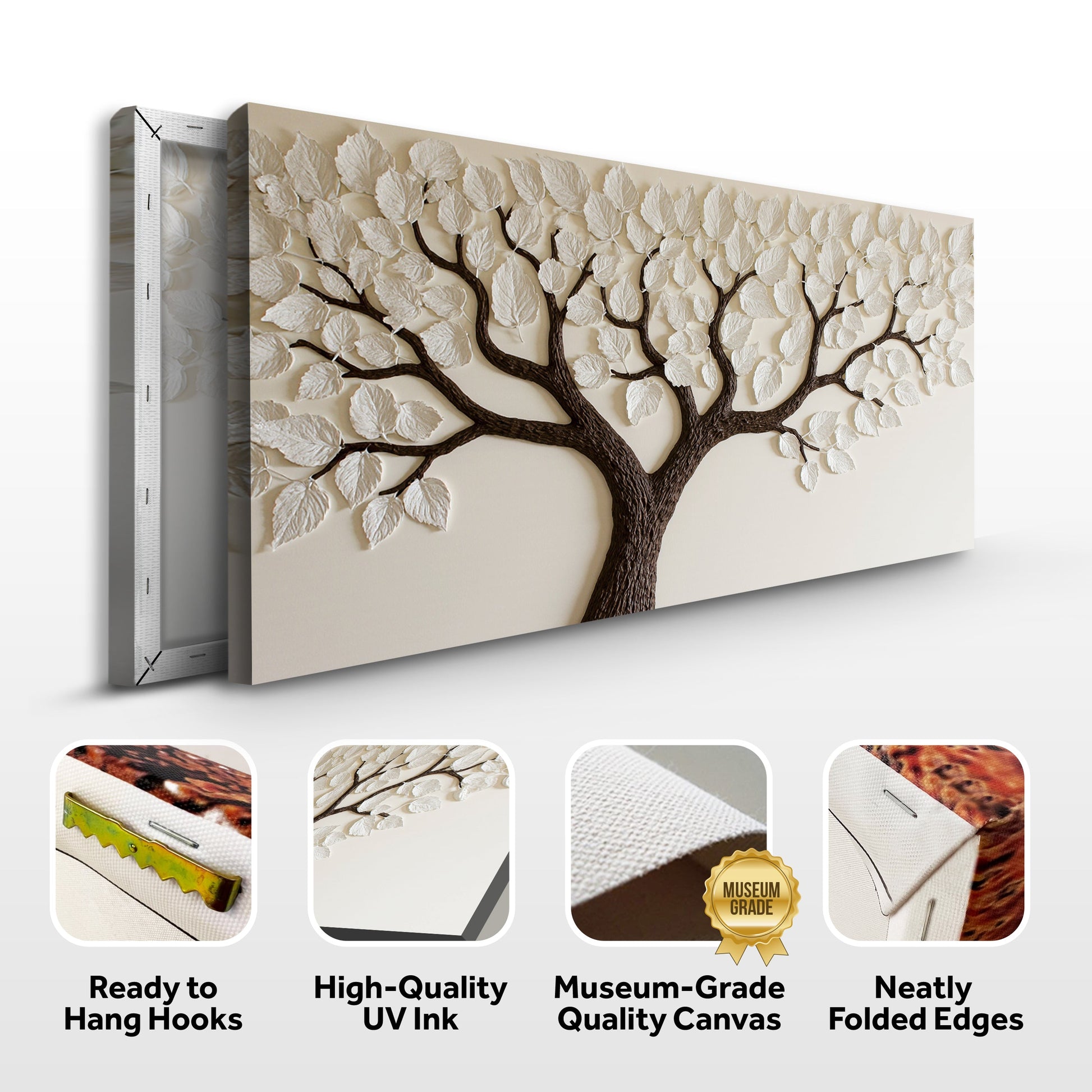Ivory Canopy Tree Wall Art canvas by Tailored Canvases; brown trunk, ivory leaves on Tampa Home & Garden Store