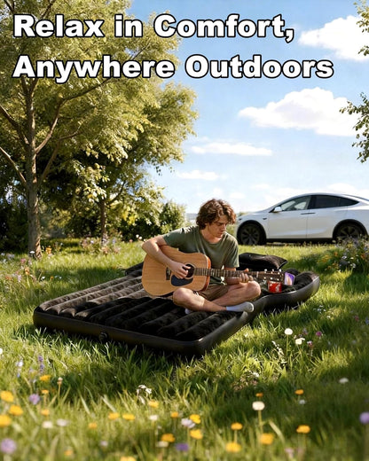 Umbrauto SUV air mattress blue thickened for car camping with Tesla Y on Tampa Home & Garden Store