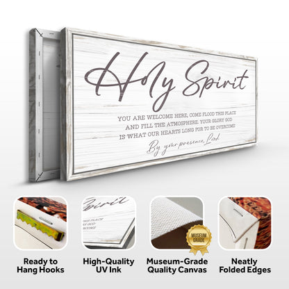 Canvas faith sign Holy Spirit You are Welcome Here on distressed wood frame Tailored Canvases on Tampa Home & Garden Store