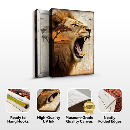 Lion Double Exposure Wall Art canvas, 3-panel crafting canvas by Tailored Canvases on Tampa Home & Garden Store